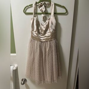 Charlotte Russe Champagne Halter Sparkle Tulle Party Dress - Size 6